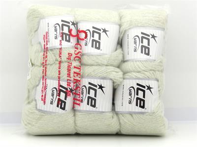 6x50gr. CHARM Ekru Tiftik, Metalik Simli, Akrilik Metalik Simli, Lüks, Kışlık, Yün, Tiftik, Akrilik