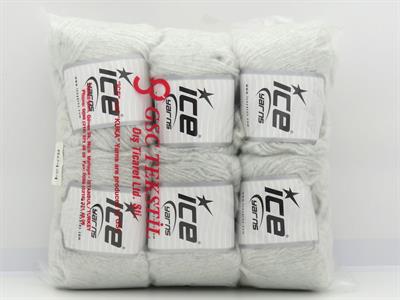 6x50gr. CHARM Tiftik, Metalik Simli, Akrilik Kırık Beyaz Metalik Simli, Lüks, Kışlık, Yün, Tiftik, Akrilik