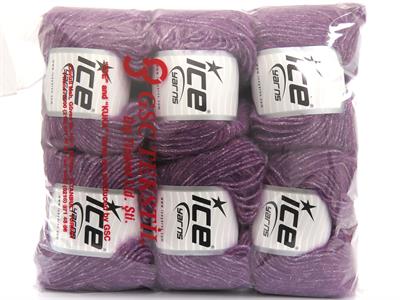 6x50gr. CHARM Tiftik, Metalik Simli, Akrilik Mor Metalik Simli, Lüks, Kışlık, Yün, Tiftik, Akrilik