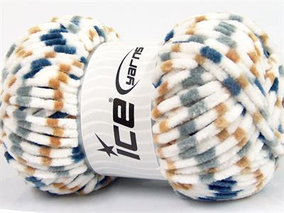 Lot of 4 x 100gr Skeins Ice Yarns CHENILLE BABY COLORS (100% MicroFiber) Yarn White Blue Grey Camel