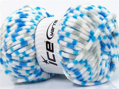 Lot of 4 x 100gr Skeins Ice Yarns CHENILLE BABY COLORS (100% MicroFiber) Yarn Blue Light Grey White