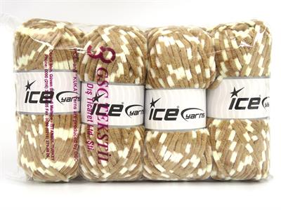 Lot of 4 x 100gr Skeins Ice Yarns CHENILLE BABY COLORS (100% MicroFiber) Yarn Brown Shades Cream