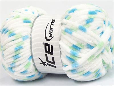 Lot of 4 x 100gr Skeins Ice Yarns CHENILLE BABY COLORS (100% MicroFiber) Yarn White Green Blue