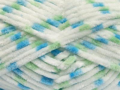 Lot of 4 x 100gr Skeins Ice Yarns CHENILLE BABY COLORS (100% MicroFiber) Yarn White Green Blue