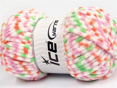 Lot of 4 x 100gr Skeins Ice Yarns CHENILLE BABY COLORS (100% MicroFiber) Yarn White Pink Orange Green