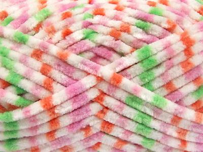 Lot of 4 x 100gr Skeins Ice Yarns CHENILLE BABY COLORS (100% MicroFiber) Yarn White Pink Orange Green
