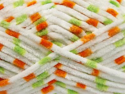 Lot of 4 x 100gr Skeins Ice Yarns CHENILLE BABY COLORS (100% MicroFiber) Yarn White Green Orange