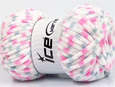 Lot of 4 x 100gr Skeins Ice Yarns CHENILLE BABY COLORS (100% MicroFiber) Yarn White Pink Light Grey