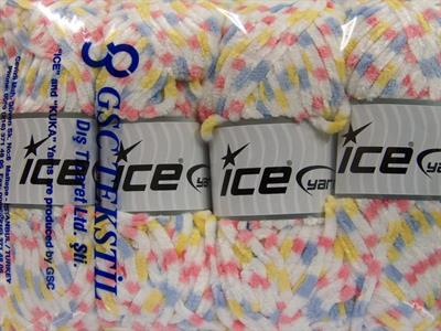 Lot of 4 x 100gr Skeins Ice Yarns CHENILLE BABY COLORS (100% MicroFiber) Yarn Pink Lilac Yellow White