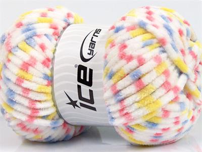 Lot of 4 x 100gr Skeins Ice Yarns CHENILLE BABY COLORS (100% MicroFiber) Yarn Pink Lilac Yellow White