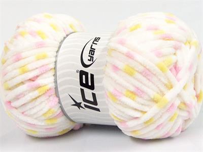 Lot of 4 x 100gr Skeins Ice Yarns CHENILLE BABY COLORS (100% MicroFiber) Yarn White Pink Yellow