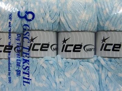 Lot of 4 x 100gr Skeins Ice Yarns CHENILLE BABY COLORS (100% MicroFiber) Yarn Baby Blue White