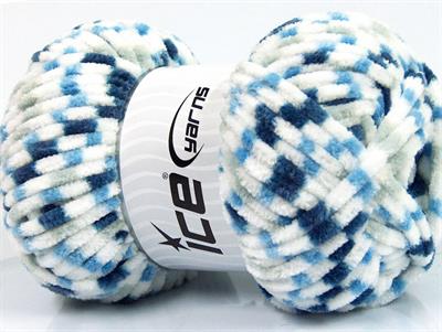 Lot of 4 x 100gr Skeins Ice Yarns CHENILLE BABY COLORS (100% MicroFiber) Yarn White Grey Blue Shades