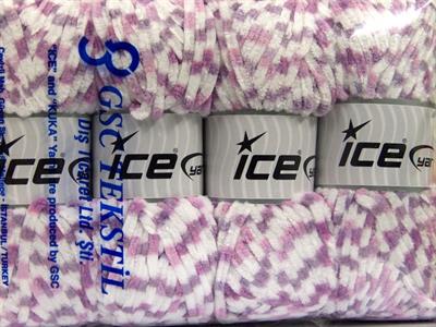 Lot of 4 x 100gr Skeins Ice Yarns CHENILLE BABY COLORS (100% MicroFiber) Yarn Lilac Shades White