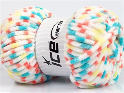 Lot of 4 x 100gr Skeins Ice Yarns CHENILLE BABY COLORS (100% MicroFiber) Yarn Salmon Turquoise Yellow White