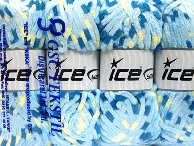 Lot of 4 x 100gr Skeins Ice Yarns CHENILLE BABY COLORS (100% MicroFiber) Yarn Blue Shades Yellow