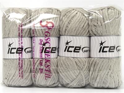 Lot of 4 x 100gr Skeins Ice Yarns CHENILLE BABY (100% MicroFiber) Yarn Light Grey