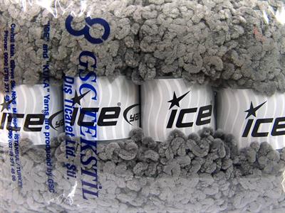 Lot of 4 x 100gr Skeins Ice Yarns CHENILLE BOUCLERON (100% MicroFiber) Yarn Grey