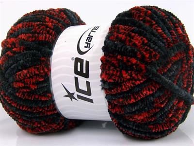 4x100gr. CHENILLE SAFARI Mikro Fiber Siyah, Kırmızı Kışlık, Şönil, Çok Kalın, Batik Desenli