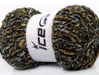 4x100gr. CHENILLE SAFARI Mikro Fiber Siyah, Sarı, Gri Kışlık, Şönil, Çok Kalın, Batik Desenli