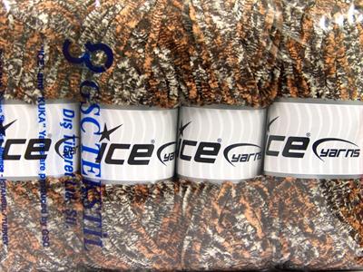 4x100gr. CHENILLE SAFARI Mikro Fiber Kahverengi, Krem, Altın Kışlık, Şönil, Çok Kalın, Batik Desenli