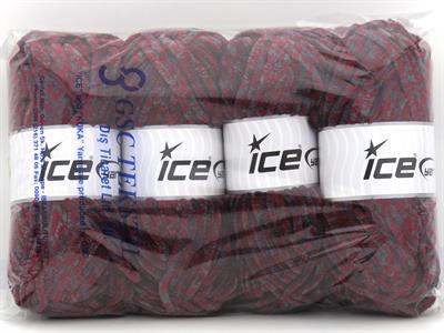 Lot of 4 x 100gr Skeins Ice Yarns CHENILLE SAFARI (100% MicroFiber) Yarn Burgundy Grey