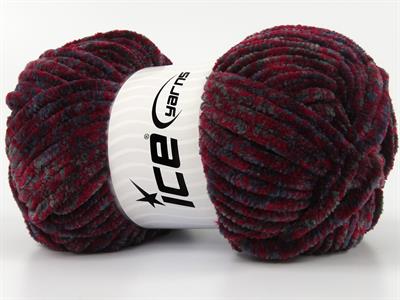 Lot of 4 x 100gr Skeins Ice Yarns CHENILLE SAFARI (100% MicroFiber) Yarn Burgundy Grey