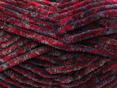 Lot of 4 x 100gr Skeins Ice Yarns CHENILLE SAFARI (100% MicroFiber) Yarn Burgundy Grey