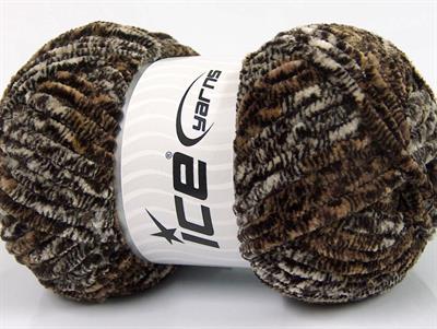 4x100gr. CHENILLE SAFARI Mikro Fiber Krem, Kahverengi Tonları Kışlık, Şönil, Çok Kalın, Batik Desenli