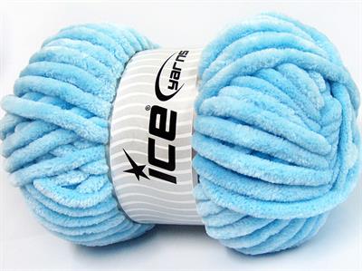 Lot of 2 x 200gr Skeins Ice Yarns CHENILLE SUPERBULKY (100% MicroFiber) Yarn Baby Blue