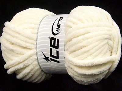 Lot of 2 x 200gr Skeins Ice Yarns CHENILLE SUPERBULKY (100% MicroFiber) Yarn Cream