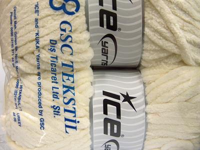 Lot of 2 x 200gr Skeins Ice Yarns CHENILLE SUPERBULKY (100% MicroFiber) Yarn Cream