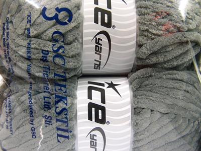 Lot of 2 x 200gr Skeins Ice Yarns CHENILLE SUPERBULKY (100% MicroFiber) Yarn Grey