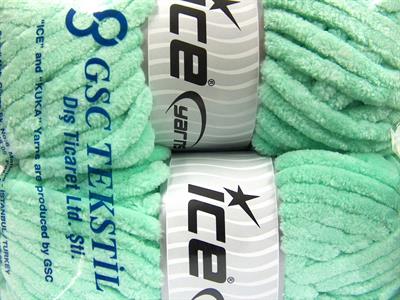 Lot of 2 x 200gr Skeins Ice Yarns CHENILLE SUPERBULKY (100% MicroFiber) Yarn Light Green