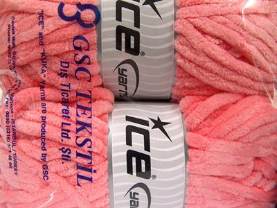 Lot of 2 x 200gr Skeins Ice Yarns CHENILLE SUPERBULKY (100% MicroFiber) Yarn Salmon