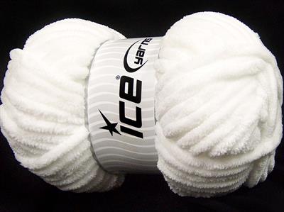 Lot of 2 x 200gr Skeins Ice Yarns CHENILLE SUPERBULKY (100% MicroFiber) Yarn White