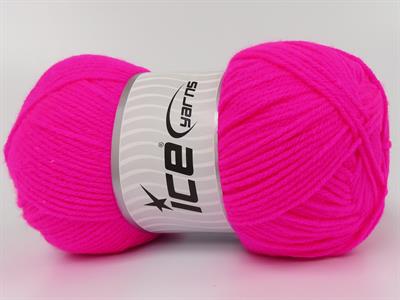 4x100gr. CLASSIC DK Akrilik Neon Pembe Kışlık, Düz iplikler, 100% Akrilik