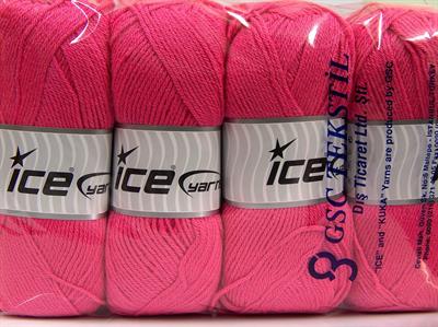 4x100gr. CLASSIC DK Akrilik Şeker pembe Kışlık, Düz iplikler, 100% Akrilik