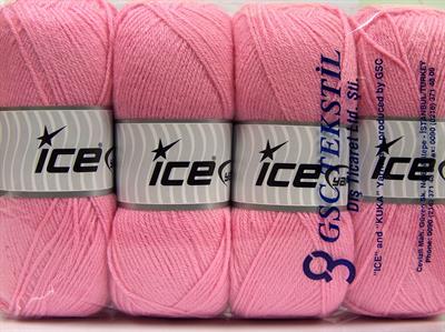 4x100gr. CLASSIC DK Akrilik Pembe Kışlık, Düz iplikler, 100% Akrilik