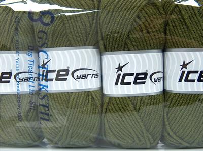 Lot of 4 x 100gr Skeins Ice Yarns CLASSIC WOOL BULKY (25% Wool) Yarn Khaki