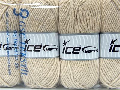 Lot of 4 x 100gr Skeins Ice Yarns CLASSIC WOOL BULKY (25% Wool) Yarn Light Beige