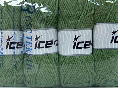 Lot of 4 x 100gr Skeins Ice Yarns CLASSIC WOOL BULKY (25% Wool) Yarn Light Hunter Green