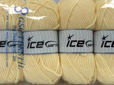 Lot of 4 x 100gr Skeins Ice Yarns CLASSIC WOOL BULKY (25% Wool) Yarn Light Yellow