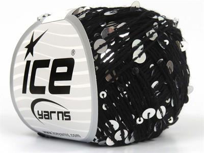 4x50gr. COTTON PAILLETTE Pamuk Siyah Metalik Simli, Yazlık İplikler, Pamuk, Boncuklu Pullu