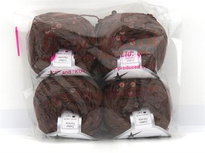 4x50gr. COTTON PAILLETTE Pamuk Kahverengi Metalik Simli, Yazlık İplikler, Pamuk, Boncuklu Pullu