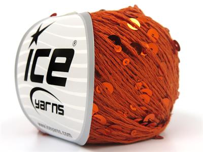 4x50gr. COTTON PAILLETTE Pamuk Koyu Turuncu Metalik Simli, Yazlık İplikler, Pamuk, Boncuklu Pullu