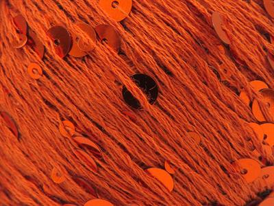 4x50gr. COTTON PAILLETTE Pamuk Koyu Turuncu Metalik Simli, Yazlık İplikler, Pamuk, Boncuklu Pullu