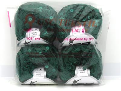4x50gr. COTTON PAILLETTE Pamuk Yeşil Metalik Simli, Yazlık İplikler, Pamuk, Boncuklu Pullu
