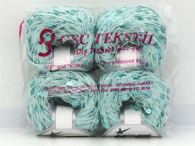 4x50gr. COTTON PAILLETTE Pamuk Nane Yeşil Metalik Simli, Yazlık İplikler, Pamuk, Boncuklu Pullu