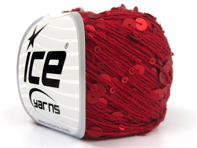 4x50gr. COTTON PAILLETTE Pamuk Kırmızı Metalik Simli, Yazlık İplikler, Pamuk, Boncuklu Pullu